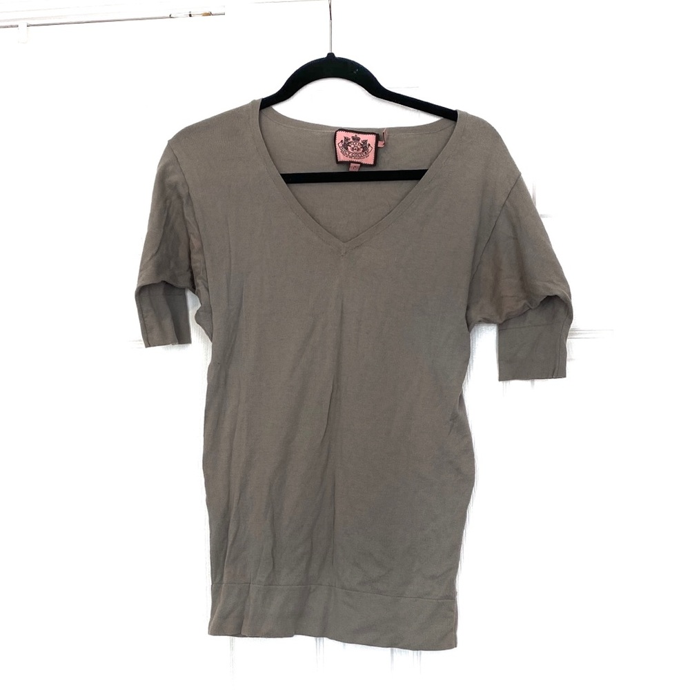 Juicy Couture Womens 3/4 sleeve Sweater V neck Top